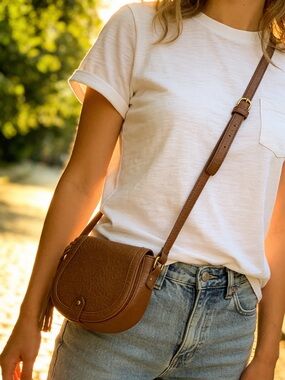 Target Limited Edition brown purse Saddlebag small vegan Crossbody faux leather